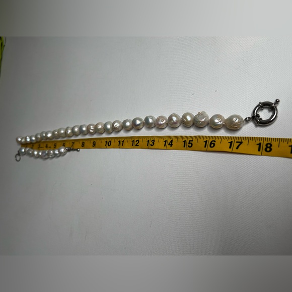 Vintage 925 Sterling Silver Baroque Pearl Necklace Braclet Set Jewelry Women’s